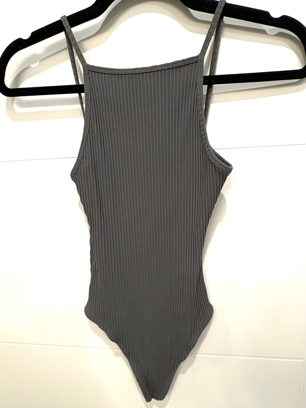 Wilfred Neutral Green Ribbed Open Back One-Piece Bodysuit XS